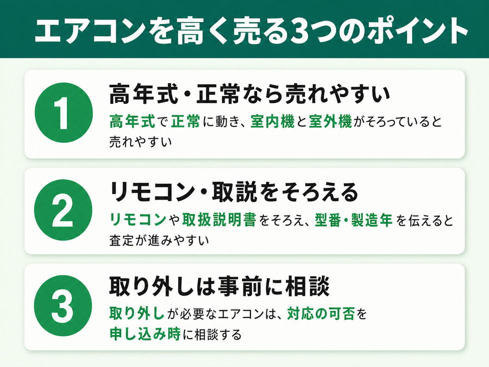エアコンを高く売る3つのポイント
