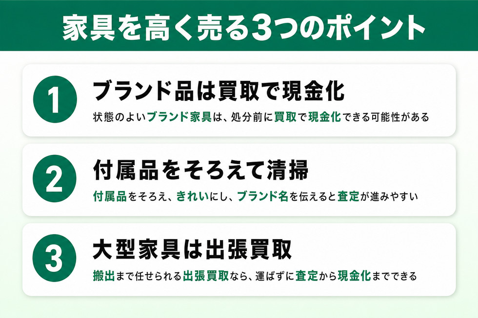 家具を高く売る3つのポイント