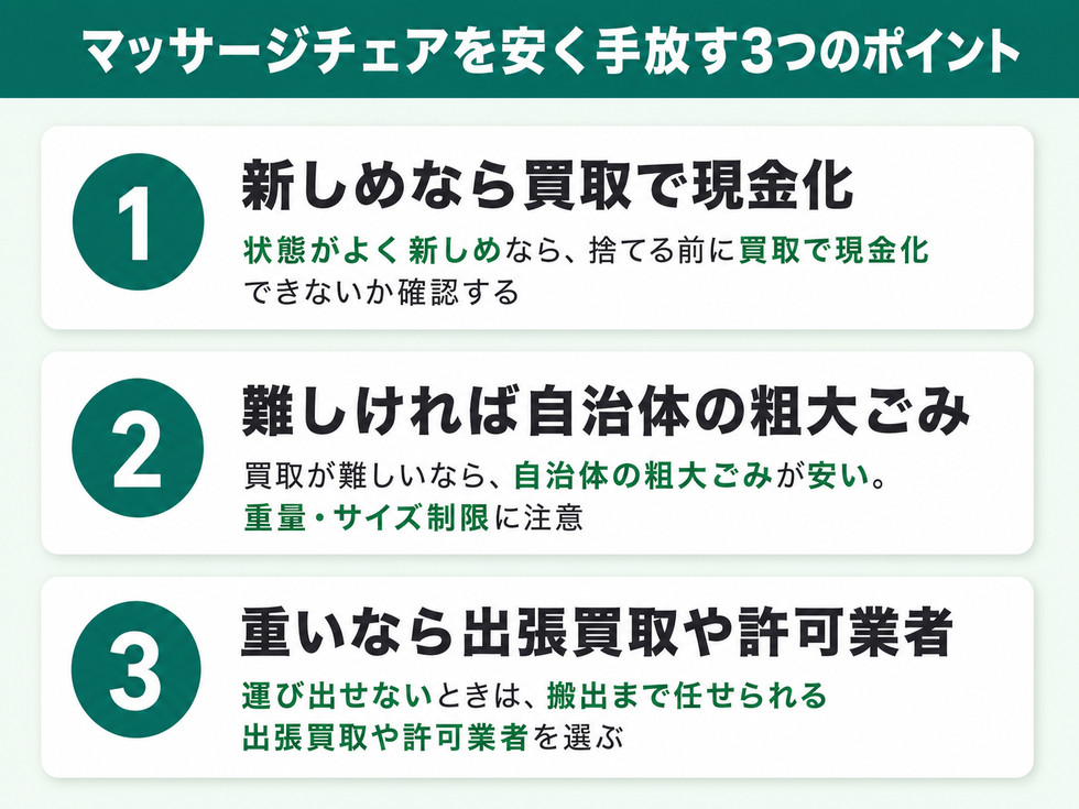 マッサージチェアを安く手放す3つのポイント