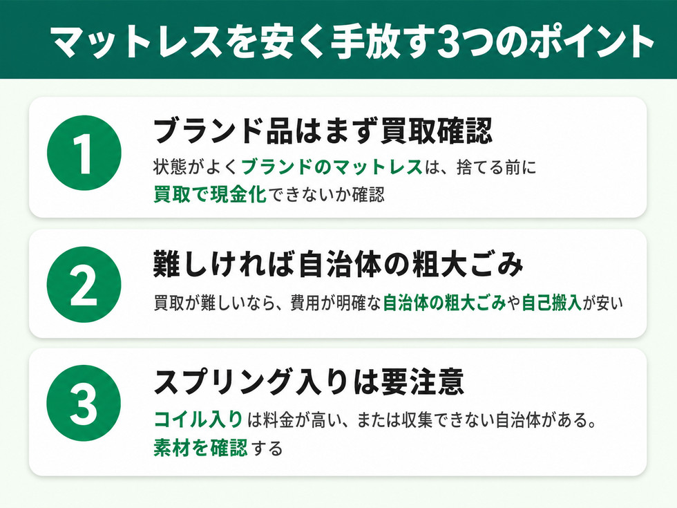 マットレスを安く手放す3つのポイント