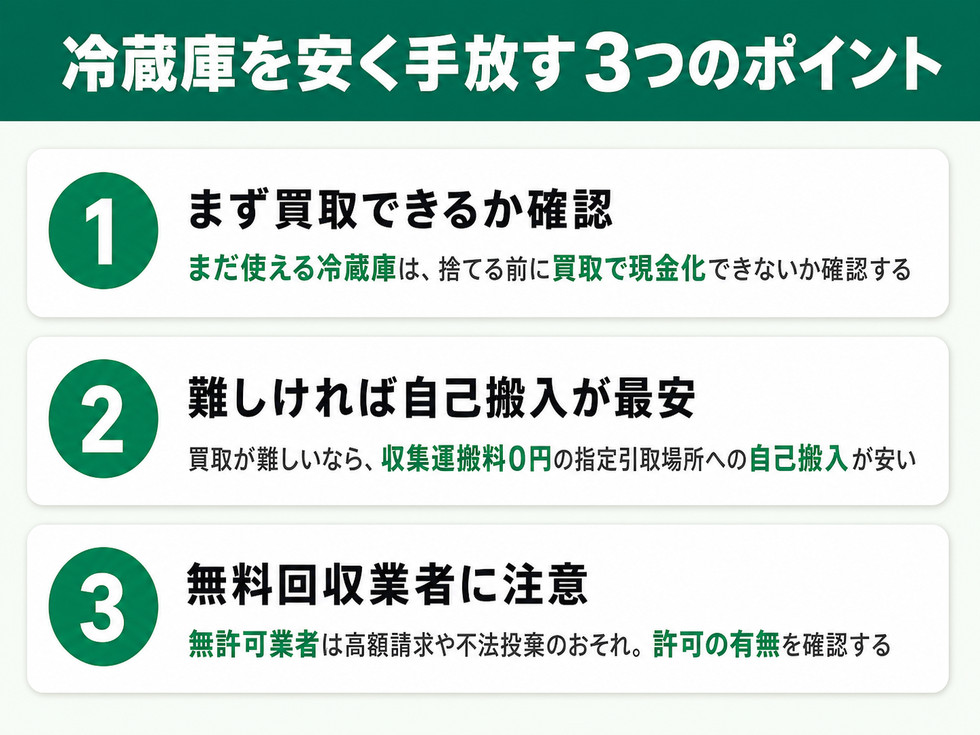 冷蔵庫を安く手放す3つのポイント