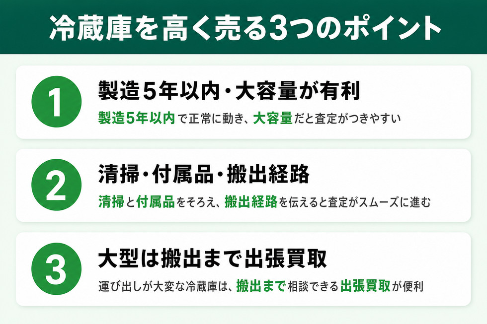 冷蔵庫を高く売る3つのポイント