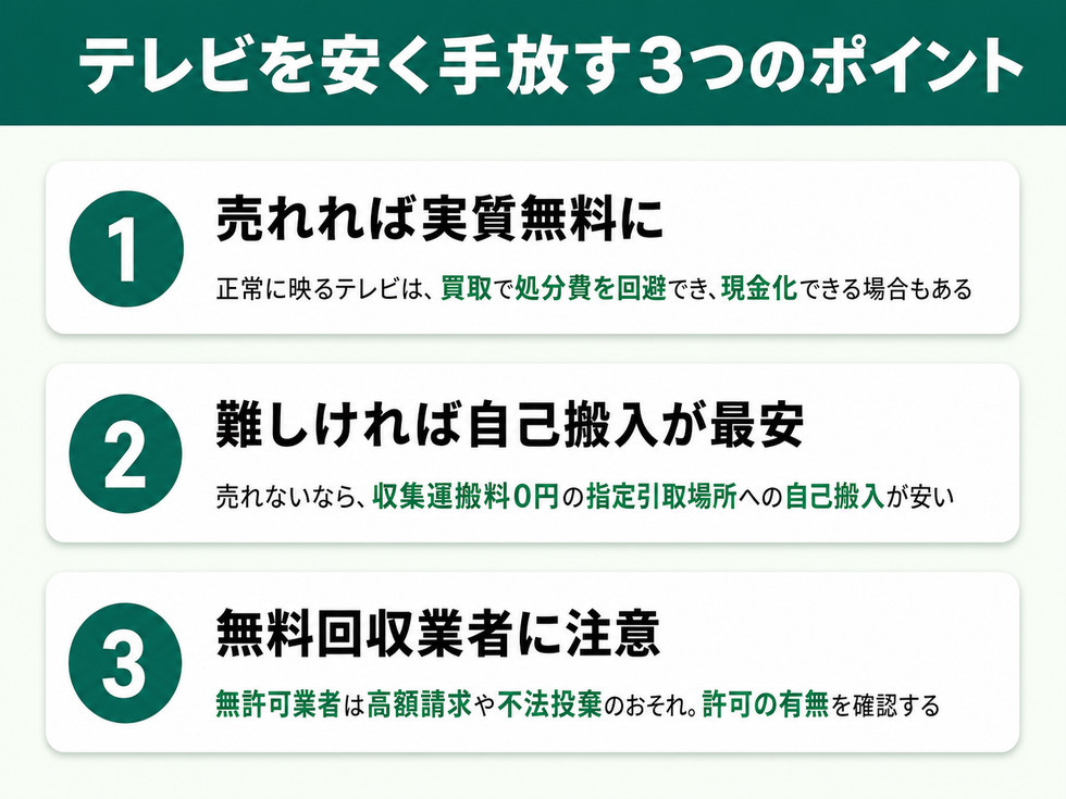 テレビを安く手放す3つのポイント