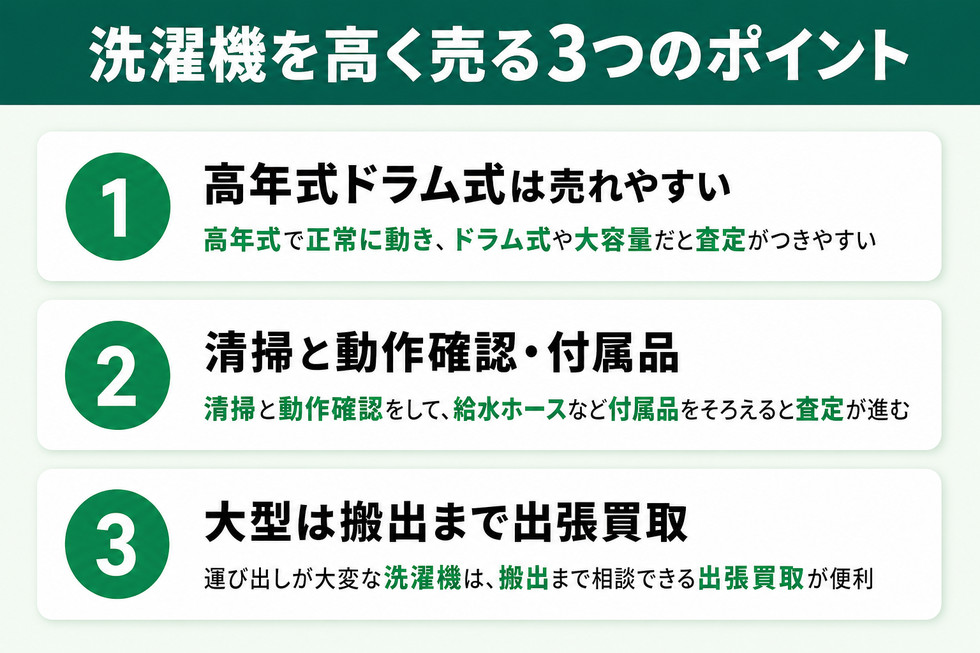 洗濯機を高く売る3つのポイント