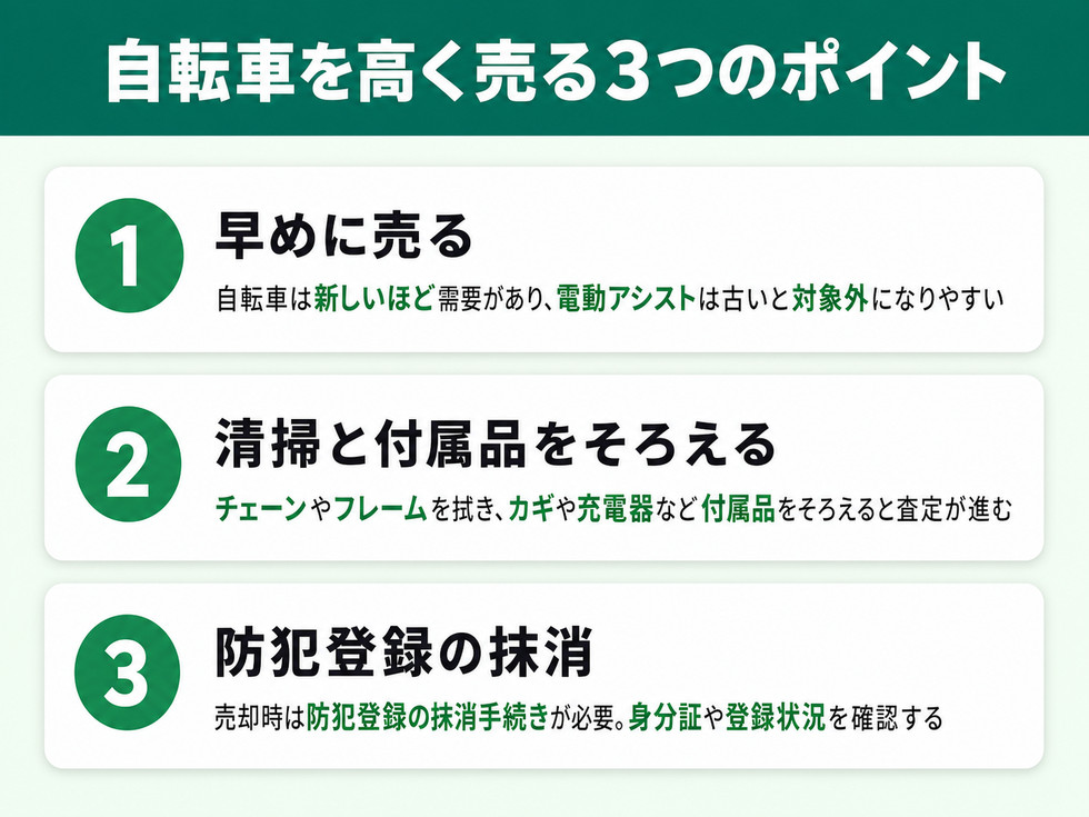 自転車を高く売る3つのポイント
