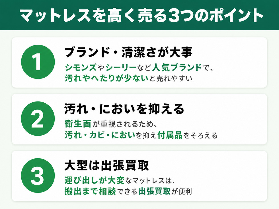 マットレスを高く売る3つのポイント