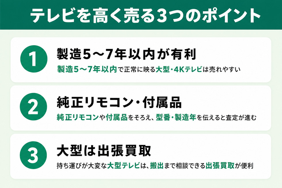 テレビを高く売る3つのポイント